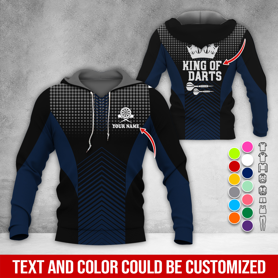 Customized Name & Text Darts Premium Hoodie, King Of Darts, Spot Pattern Hoodie, Perfect Gift For Darts Lovers, Darts Player