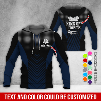 Customized Name & Text Darts Premium Hoodie, King Of Darts, Spot Pattern Hoodie, Perfect Gift For Darts Lovers, Darts Player
