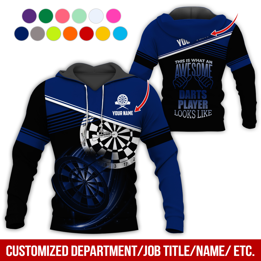 Customized Name & Text Darts Premium Hoodie, Darts Player Looks Like Hoodie, Perfect Gift For Darts Lovers, Darts Player
