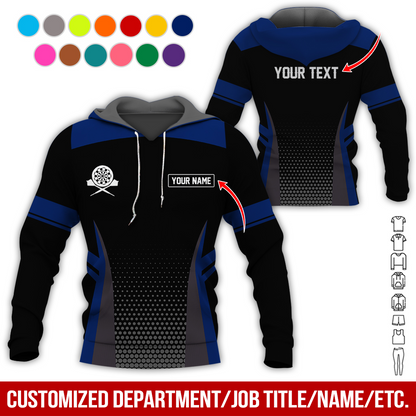 Customized Name & Text Darts Premium Hoodie, Grey Spot Pattern Darts Black Hoodie, Perfect Gift For Darts Lovers, Darts Player