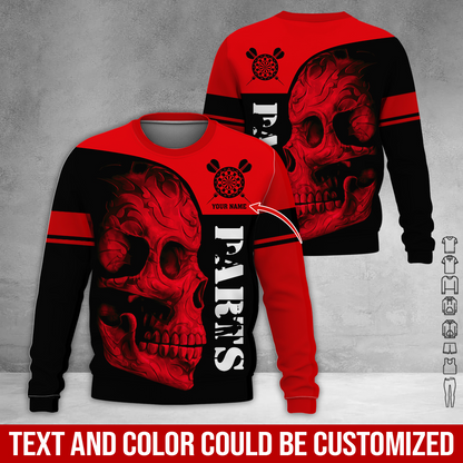 Customized Darts Sweatshirt, Skull Pattern Sweatshirt For Men & Women, Perfect Gift For Darts Lovers, Friend, Family