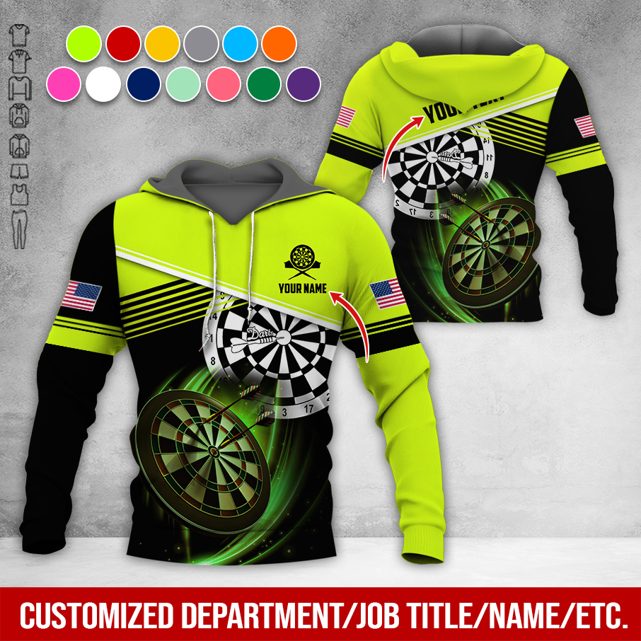 Customized Name & Text Darts Premium Hoodie, Custom National Flag, Darts Pattern Hoodie For Men & Women, Perfect Gift For Darts Lovers, Darts Player