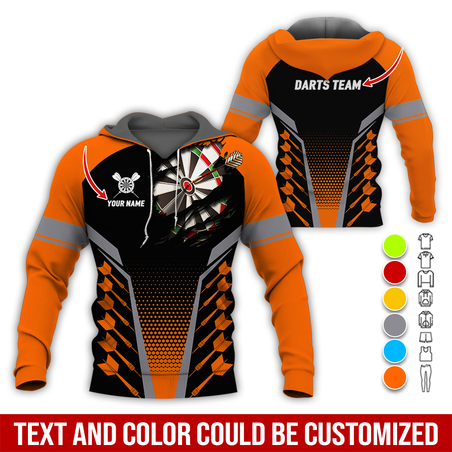 Customized Name & Team Name Darts Premium Hoodie, Spot Darts Pattern Hoodie For Men & Women, Perfect Gift For Darts Lovers, Friend, Family