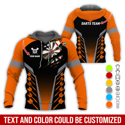 Customized Name & Team Name Darts Premium Hoodie, Spot Darts Pattern Hoodie For Men & Women, Perfect Gift For Darts Lovers, Friend, Family