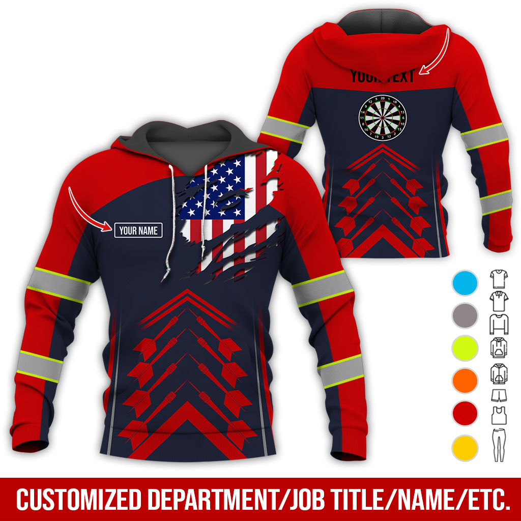 Customized Name Darts Premium Hoodie, American Flag Pattern Hoodie For Men & Women, Perfect Gift For Darts Lovers, Friend, Family