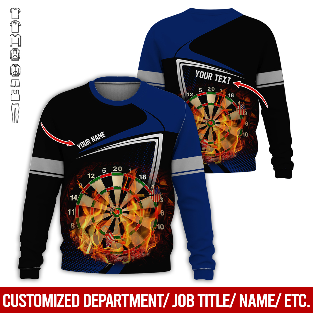 Customized Darts Sweatshirt, Flaming Dartboards Pattern Black & White Sweatshirt For Men & Women, Perfect Gift For Darts Lovers, Friend, Family