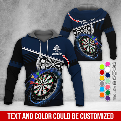 Customized Name & Text Darts Premium Hoodie, Modern Textures Pattern Darts Hoodie, Perfect Gift For Darts Lovers, Darts Player