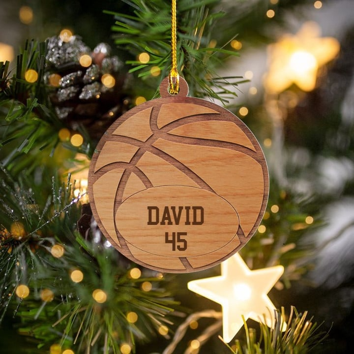 Custom Basketball Acrylic Christmas Ornament, Personalized Basketball Name & Number Acrylic Ornament For Basketball Lover,Christmas,New Year