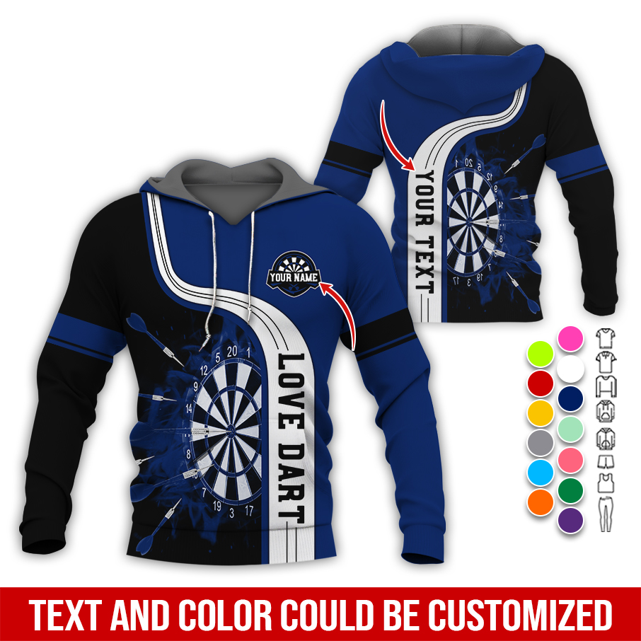 Customized Name & Text Darts Premium Hoodie, Darts Pattern Colorful Hoodie, Perfect Gift For Darts Lovers, Friend, Family