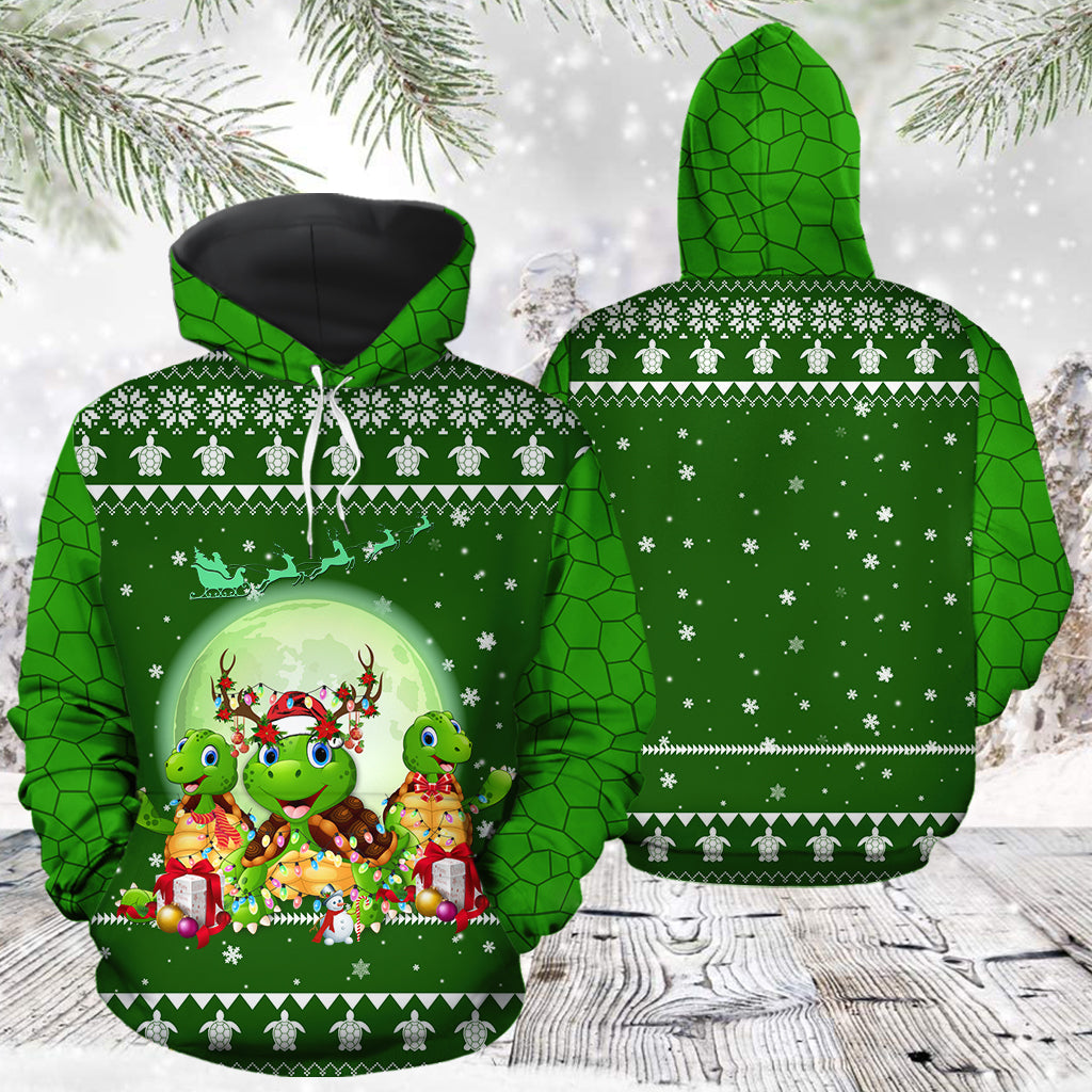 Green Turtle Christmas Pullover Premium Hoodie, Perfect Outfit For Men And Women On Christmas New Year Autumn Winter