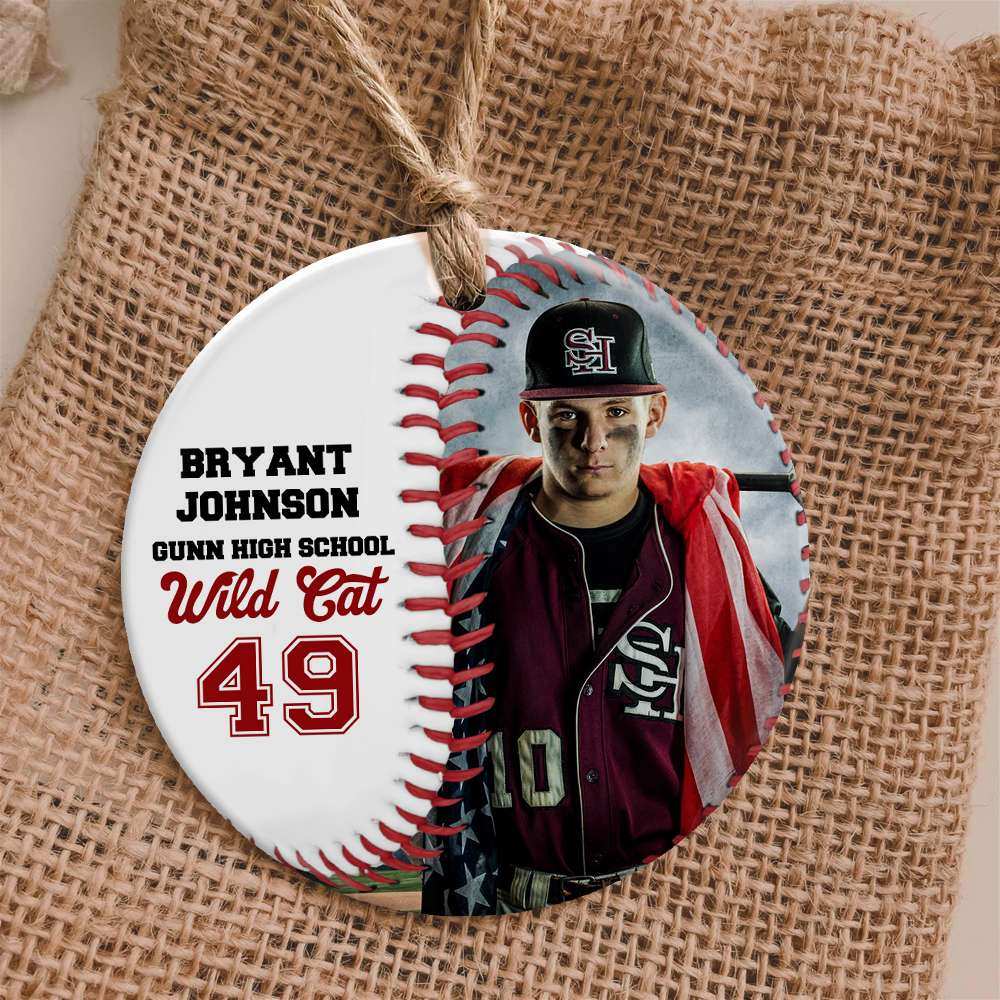 Custom Baseball Circle Ceramic Ornament, Personalized Baseball Player Circle Ceramic Ornament - Perfect Gift For Baseball Lover, Christmas, New Year