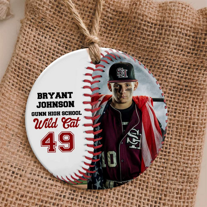 Custom Baseball Circle Ceramic Ornament, Personalized Baseball Player Circle Ceramic Ornament - Perfect Gift For Baseball Lover, Christmas, New Year