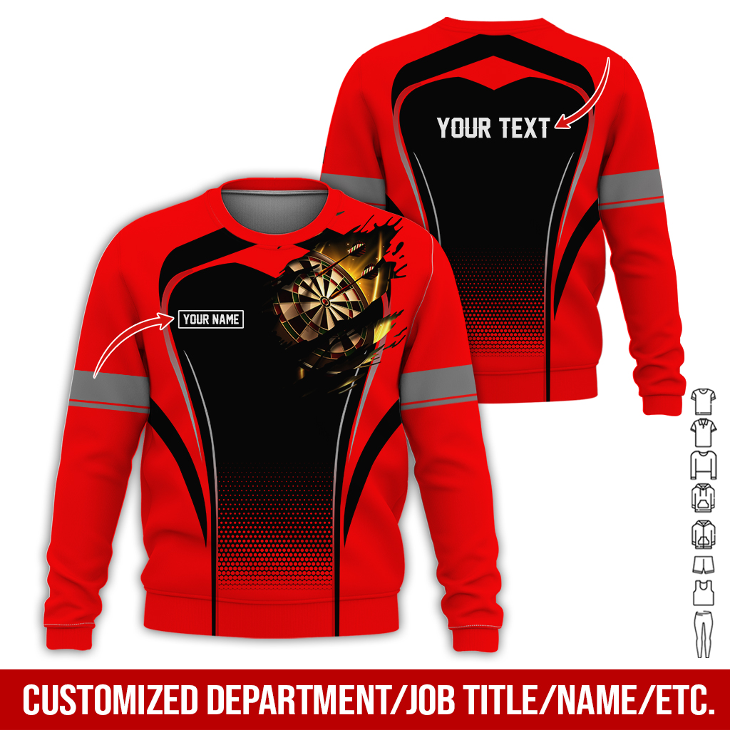 Customized Name & Text Darts Sweatshirt, Dartboards Pattern Sweatshirt For Men & Women - Gift For Darts Lovers, Friend, Family