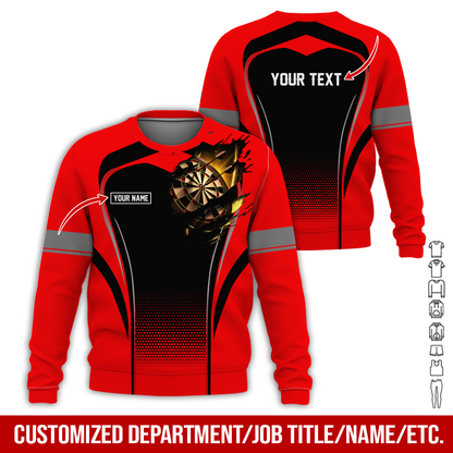 Customized Name & Text Darts Sweatshirt, Dartboards Pattern Sweatshirt For Men & Women - Gift For Darts Lovers, Friend, Family