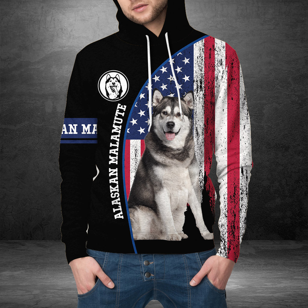 US Flag Alaskan Malamute Pullover Premium Hoodie , Perfect Outfit For Men And Women On Christmas New Year Autumn Winter
