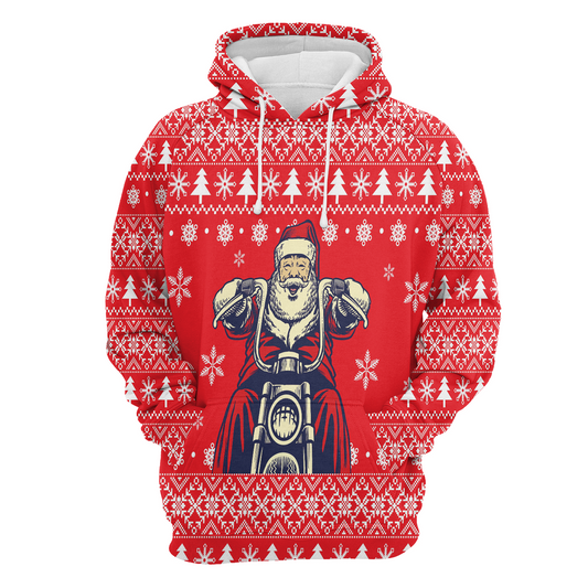 Santa Claus Riding A Motorcycle Pullover Premium Purple Hoodie, Perfect Outfit For Men And Women On Christmas New Year Autumn Winter