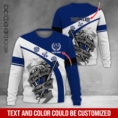 Customized Darts Sweatshirt, Personalized Name & Text Sweatshirt, Play Darts Drink Beer Sweatshirt, Perfect Gift For Darts Lovers, Friend, Family