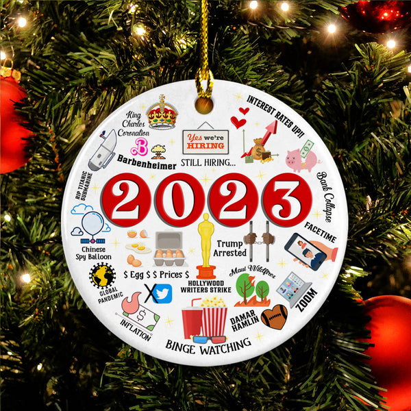 2023 Moments Ceramic Christmas Ornament - 2023 Memorable Moments Circle Ceramic Ornament, Perfect Gift For Christmas, Holiday Decor