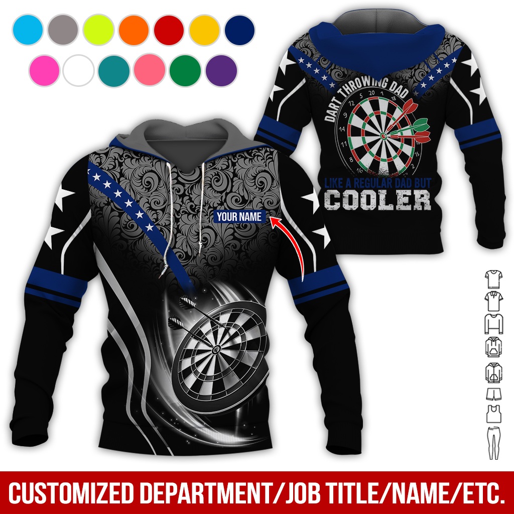 Customized Name Darts Tropical Pattern Hoodie, Like A Regular Dad But Cooler Hoodie, Perfect Gift For Darts Lovers, Darts Player