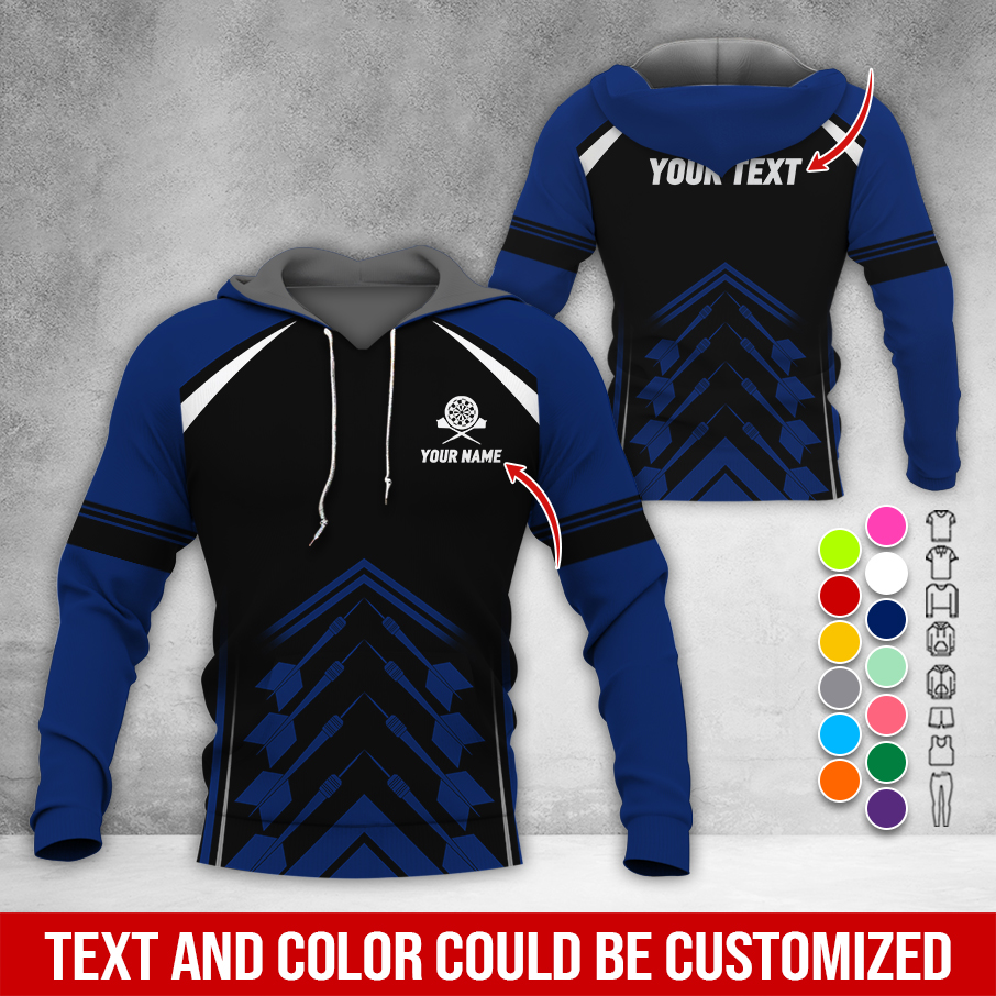 Personalized Name & Text Darts Premium Hoodie, Darts Sport Pattern Hoodie For Darts Player, Perfect Gift For Darts Lovers, Friend, Family