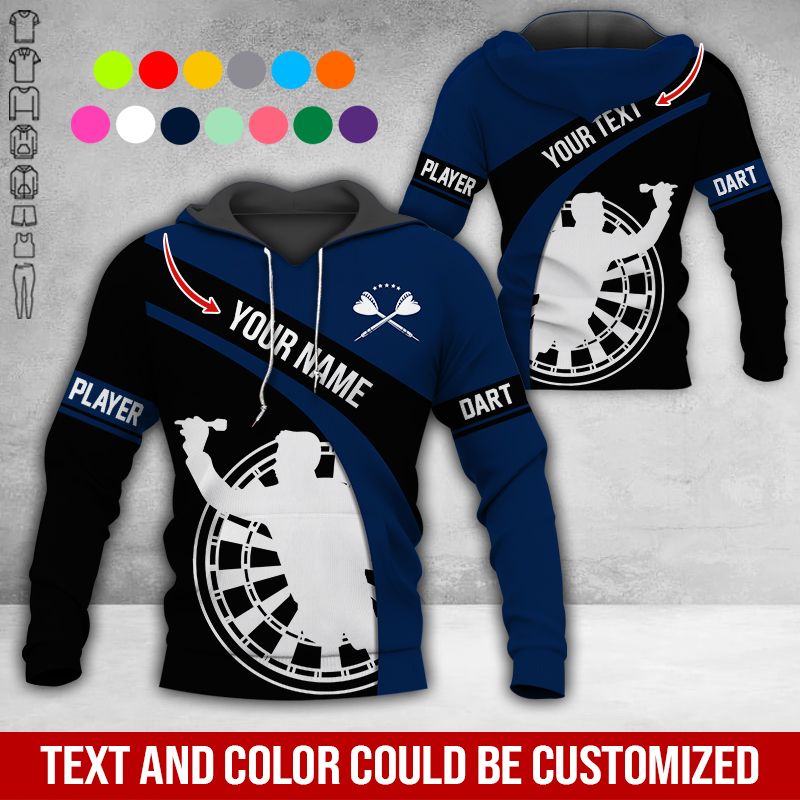 Customized Name & Text Darts Premium Hoodie, Darts Player Pattern Hoodie, Perfect Gift For Darts Lovers, Darts Player