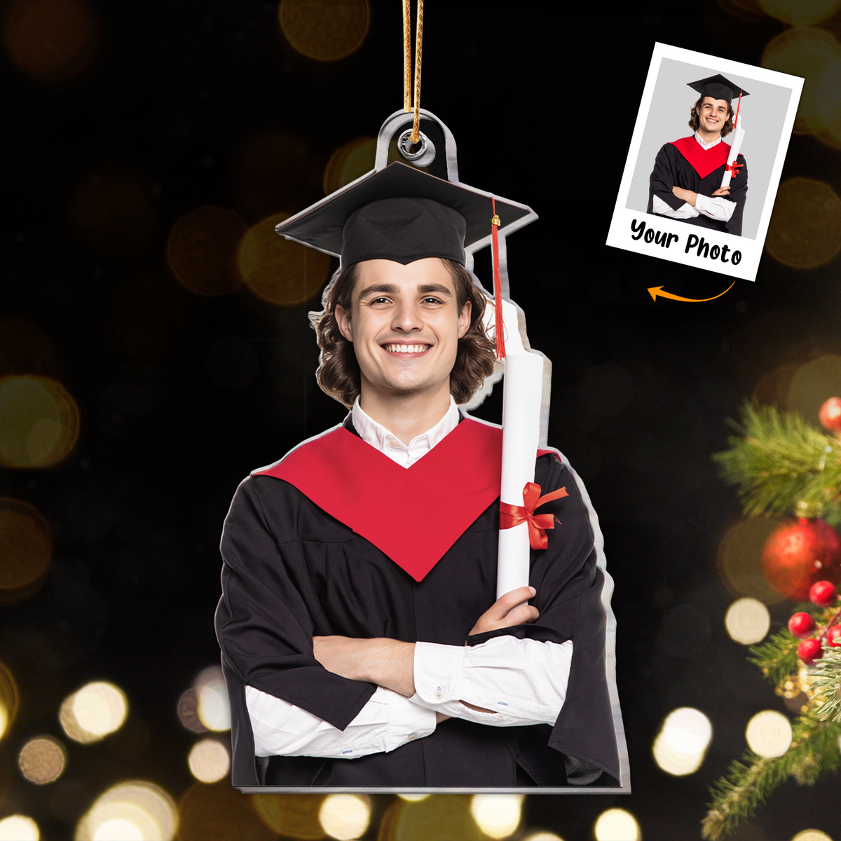 Personalized Acrylic Graduation Photo Ornament, Custom Graduation Photo Acrylic Ornament For Christmas, Best Ornament For Christmas, Family Member