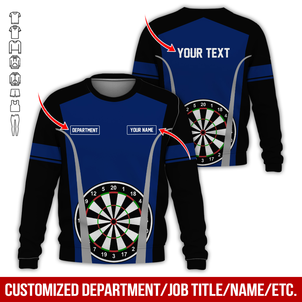 Customized Darts Sweatshirt, Personalized Name, Text & Department Sweatshirt, Play Darts Pattern Sweatshirt, Perfect Gift For Darts Lovers, Friend, Family