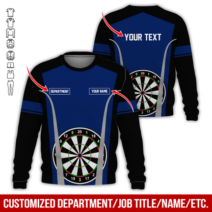 Customized Darts Sweatshirt, Personalized Name, Text & Department Sweatshirt, Play Darts Pattern Sweatshirt, Perfect Gift For Darts Lovers, Friend, Family