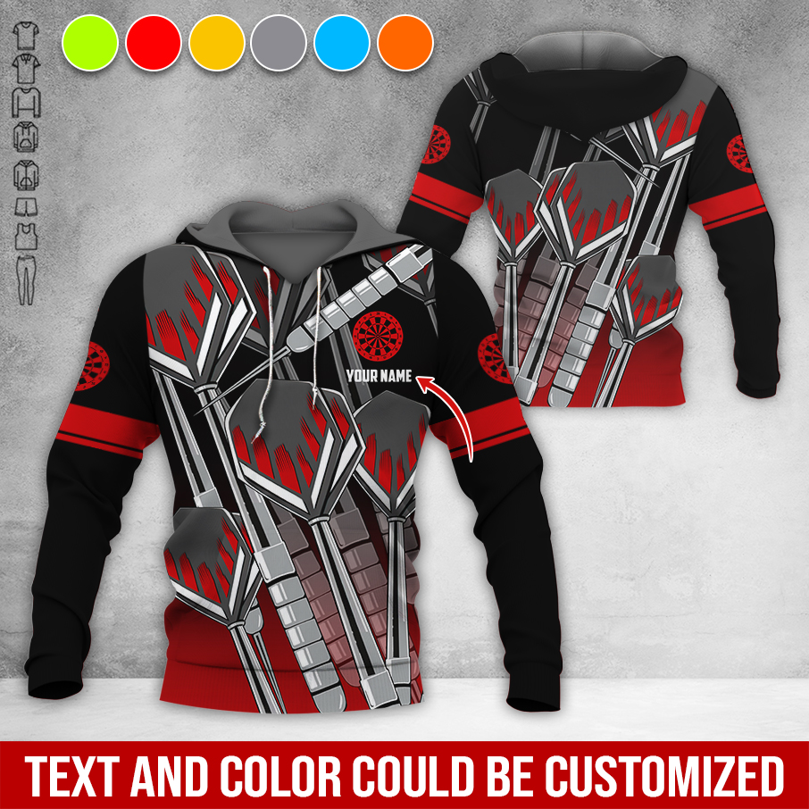 Customized Name & Text Darts Premium Hoodie, Darts Pattern Hoodie For Men & Women - Gift For Darts Lovers, Friend, Family