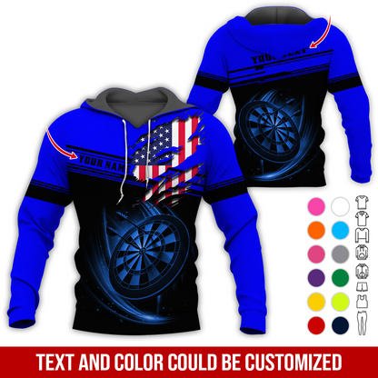 Personalized American Flag Darts Premium Hoodie ,Customized Name & Text Darts Premium Hoodie, Perfect Gift For Darts Lovers, Darts Player