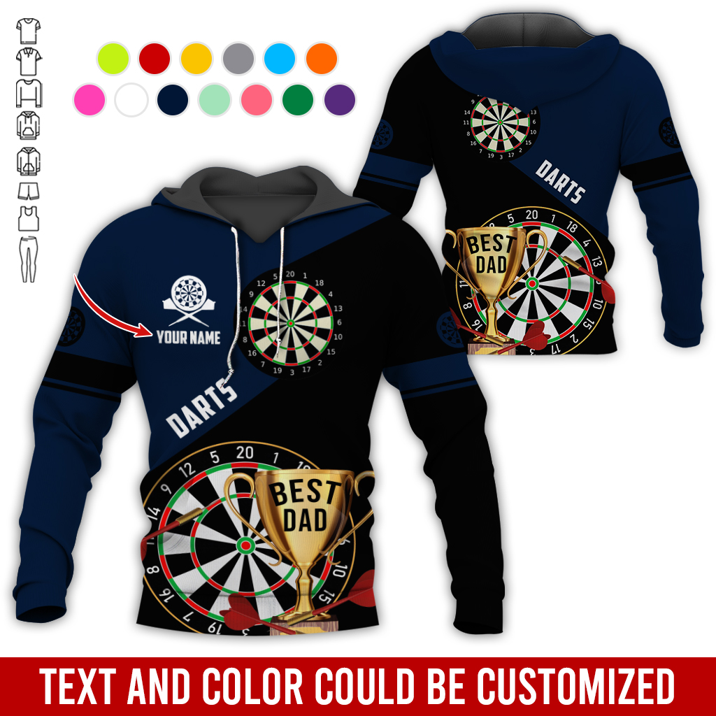 Personalized Darts Best Dad Premium Hoodie, Customized Name Darts Hoodie, Perfect Gift For Darts Lovers, Darts Player