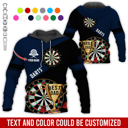 Personalized Darts Best Dad Premium Hoodie, Customized Name Darts Hoodie, Perfect Gift For Darts Lovers, Darts Player
