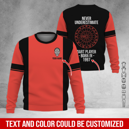 Customized Darts Sweatshirt, Personalized Name & Year Sweatshirt, Never Underestimate Darts Player Sweatshirt, Perfect Gift For Darts Lovers, Darts Player