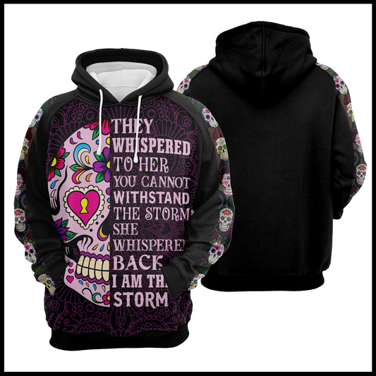 Skull Storm Pullover Premium Hoodie They Whispered To Her, Perfect Outfit For Men And Women On Christmas New Year Autumn Winter