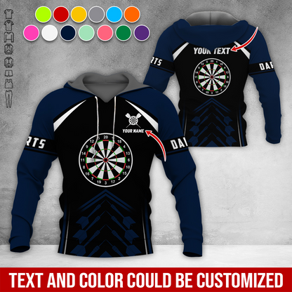 Customized Name & Text Darts Premium Hoodie, Custom Color Darts Pattern For Men & Women Hoodie, Perfect Gift For Darts Lovers, Darts Player