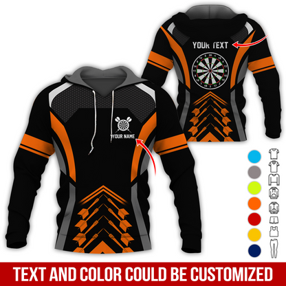 Customized Name & Text Darts Premium Hoodie, Dartboards Pattern Hoodie For Darts Player, Perfect Gift For Darts Lovers, Friend, Family