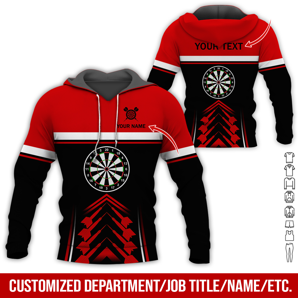 Customized Name & Your Text Darts Premium Hoodie, Darts Pattern & White Stripes Hoodie For Men & Women, Perfect Gift For Darts Lovers, Friend, Family