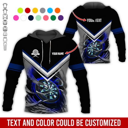 Customized Name & Text Darts Premium Hoodie, Darts And Smoke Pattern Hoodie, Perfect Gift For Darts Lovers, Darts Player