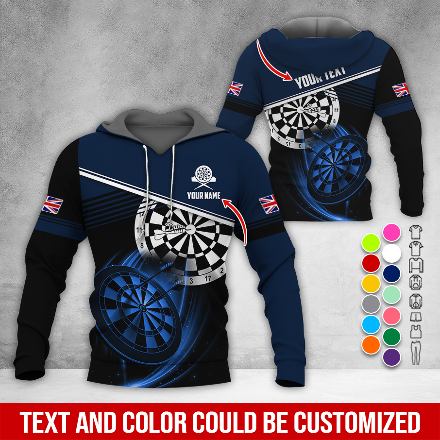 Customized Name & Text Darts Premium Hoodie, Custom Your Flag Hoodie, Perfect Gift For Darts Lovers, Friend, Family