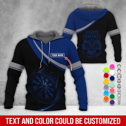 Customized Name Darts Premium Hoodie, Weekend Forrecast Darts Black Hoodie, Perfect Gift For Darts Lovers, Friend, Family