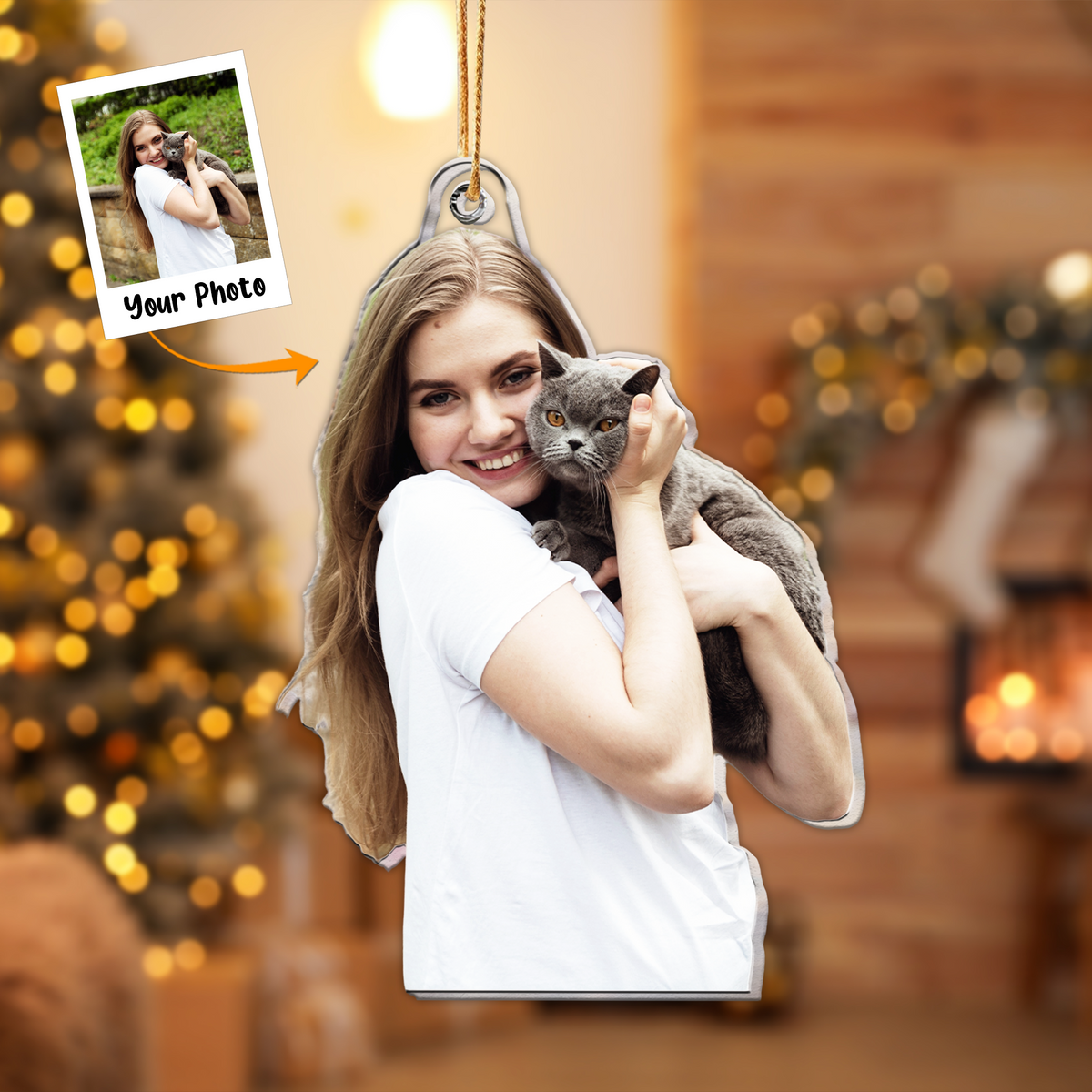 Personalized Acrylic Cat Photo Ornament, Custom Cute Cat Photo Acrylic Ornament For Christmas, Perfect Gift For Cat Lovers Cat Mom Cat Dad