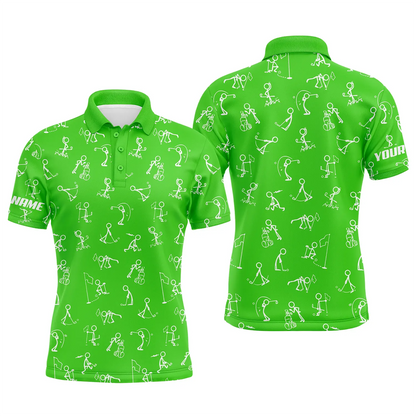 Custom Golf Long Sleeve Men Polo Shirt, Custom Name funny Golf Pattern Wear Apparel- Personalized Sports Gift For Men, Golf Lovers