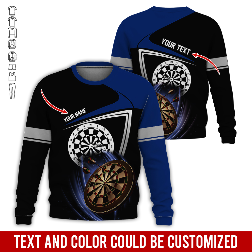 Customized Darts Sweatshirt, Personalized Name & Text Sweatshirt, Darts Pattern Sweatshirt, Perfect Gift For Darts Lovers, Darts Player