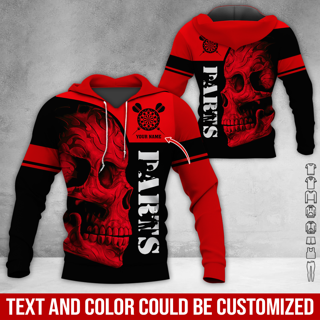 Personalized Darts Skull Premium Hoodie, Darts Pattern Hoodie For Men & Women, Perfect Gift For Darts Lovers, Friend, Family