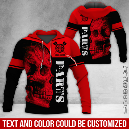 Personalized Darts Skull Premium Hoodie, Darts Pattern Hoodie For Men & Women, Perfect Gift For Darts Lovers, Friend, Family