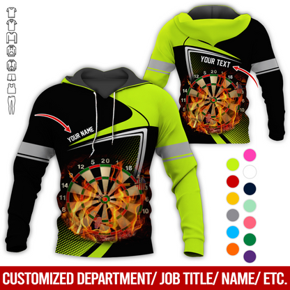 Personalized Darts Flaming Premium Hoodie, Dartboards Pattern Black & White Hoodie For Men & Women, Perfect Gift For Darts Lovers, Friend, Family