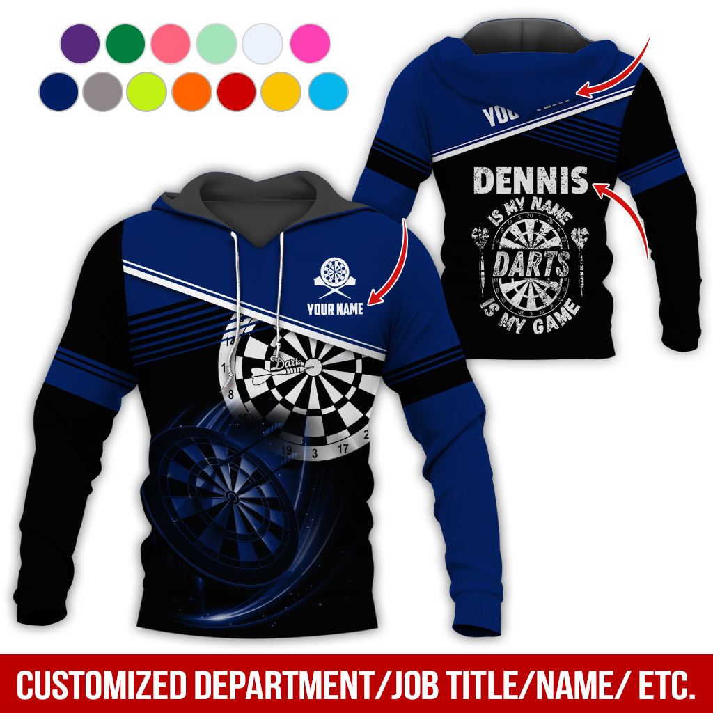 Customized Name & Text Darts Skull Premium Hoodie, Is My Name Player Darts Hoodie, Perfect Gift For Darts Lovers, Darts Player
