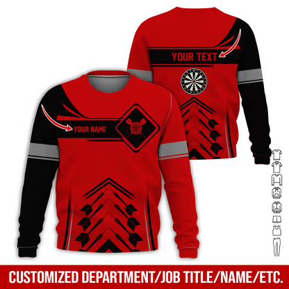 Customized Name Darts Sweatshirt, Elevate Your Dart Game With Our Custom Name Sweatshirt, Perfect Gift For Darts Lovers, Friend, Family