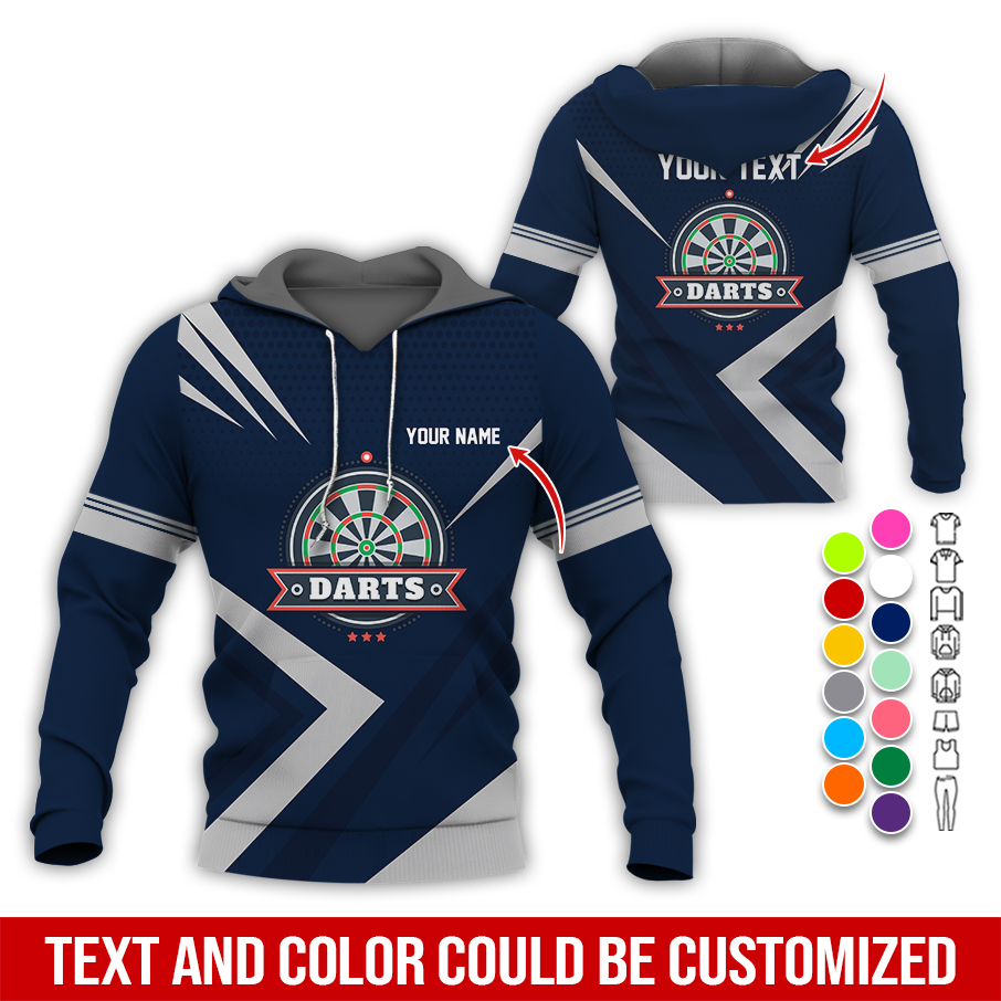 Personalized Name & Text Darts Premium Hoodie, 3 Star Darts Pattern Hoodie, Perfect Gift For Darts Lovers, Friend, Family