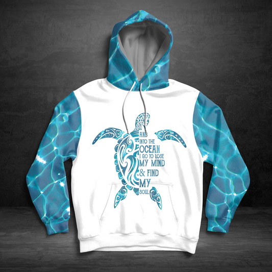 Sea Turtle Pullover Premium Hoodie Into The Ocean, Perfect Outfit For Men And Women On Christmas New Year Autumn Winter